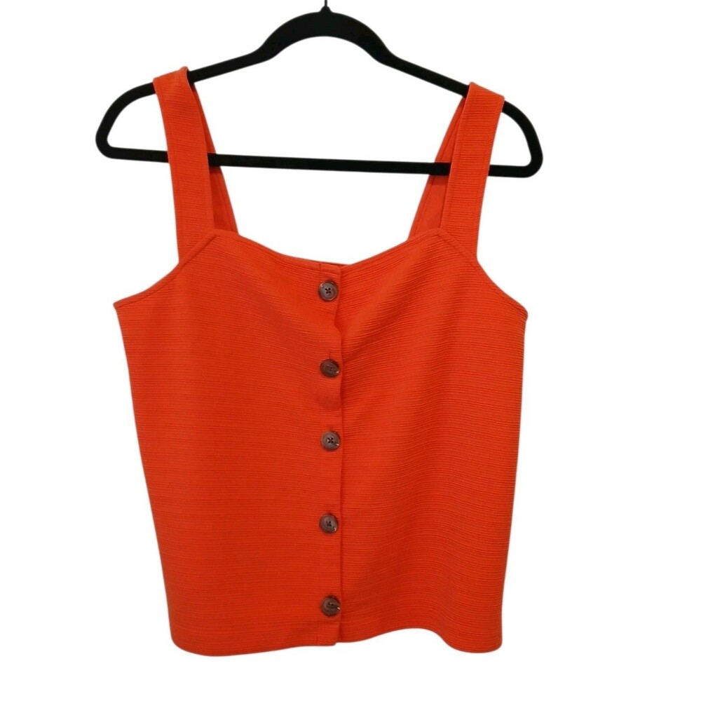 J. Crew Orange Button-Front Ribbed Tank - Picture 3 of 12